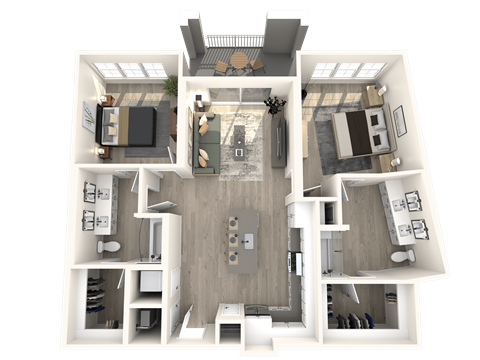 Floor plan for 2 beds, 2 baths, 1150 sqft